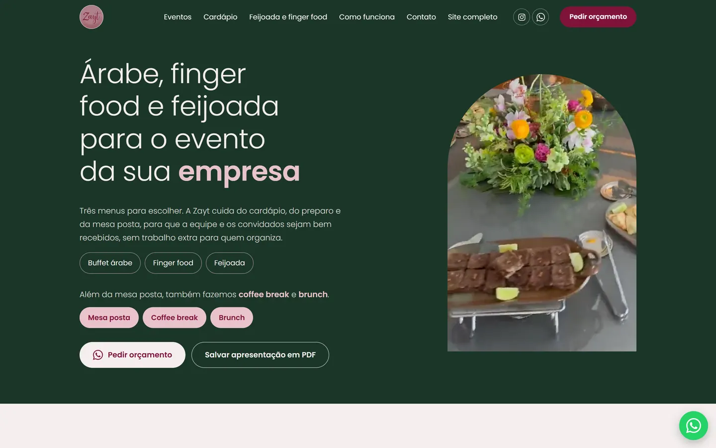 Página para empresas do site da Zayt no computador